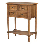 Consolle piccola retrò con cassetti e ripiano inferiore, tavolo da ingresso in legno stile rustico con portaoggetti, tavolino sottile in legno per ingresso