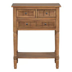 Consolle piccola retrò con cassetti e ripiano inferiore, tavolo da ingresso in legno stile rustico con portaoggetti, tavolino sottile in legno per ingresso
