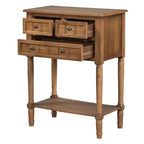 Consolle piccola retrò con cassetti e ripiano inferiore, tavolo da ingresso in legno stile rustico con portaoggetti, tavolino sottile in legno per ingresso