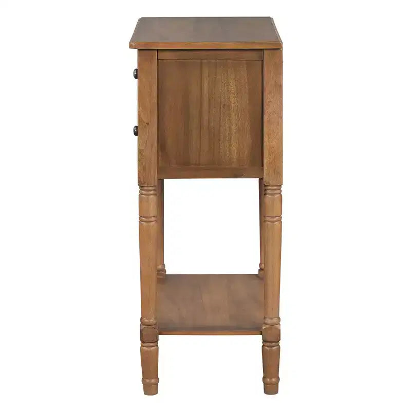 Consolle piccola retrò con cassetti e ripiano inferiore, tavolo da ingresso in legno stile rustico con portaoggetti, tavolino sottile in legno per ingresso