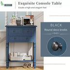 Consolle piccola retrò con cassetti e ripiano inferiore, tavolo da ingresso in legno stile rustico con portaoggetti, tavolino sottile in legno per ingresso