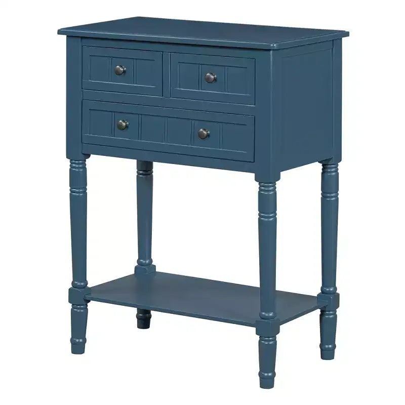 Consolle piccola retrò con cassetti e ripiano inferiore, tavolo da ingresso in legno stile rustico con portaoggetti, tavolino sottile in legno per ingresso