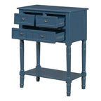 Consolle piccola retrò con cassetti e ripiano inferiore, tavolo da ingresso in legno stile rustico con portaoggetti, tavolino sottile in legno per ingresso
