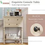 Consolle piccola retrò con cassetti e ripiano inferiore, tavolo da ingresso in legno stile rustico con portaoggetti, tavolino sottile in legno per ingresso