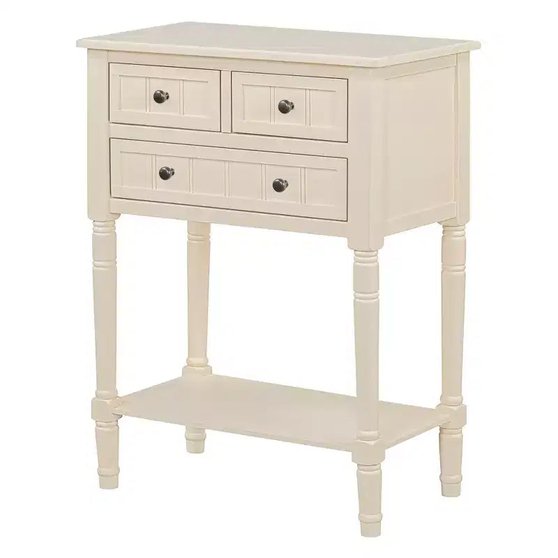 Consolle piccola retrò con cassetti e ripiano inferiore, tavolo da ingresso in legno stile rustico con portaoggetti, tavolino sottile in legno per ingresso