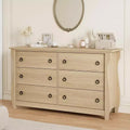 6-Drawer Dresser with Sliding Doors - Modern Freestanding Storage Cabinet for Bedroom or Living Room, Wide Design
