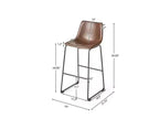 Sgabello da bar Cedric altezza bancone marrone vintage, imbottito, struttura in acciaio, stile moderno, set da 2