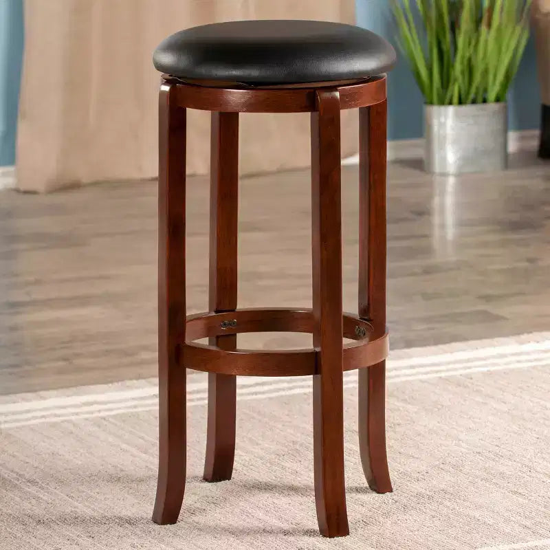 Sgabelli da bar Walcott girevoli da 30" - Noce, Altezza fissa, Seduta rotonda, Struttura in legno