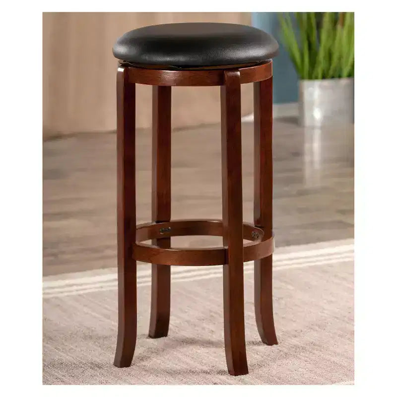 Sgabelli da bar Walcott girevoli da 30" - Noce, Altezza fissa, Seduta rotonda, Struttura in legno