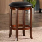 Sgabello da bancone Walcott da 24" girevole, noce, rotondo, struttura in legno, altezza fissa