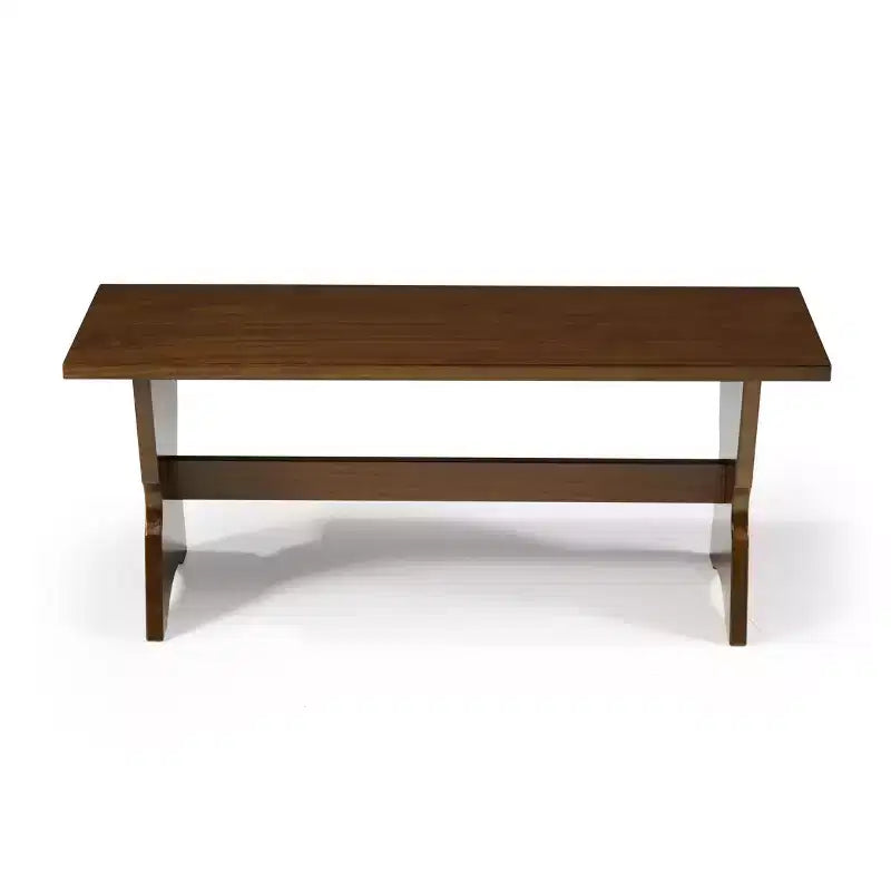 Set da pranzo Colby con panca a L e angolo senza schienale, marrone, struttura in legno, 5 posti, base a cavalletto