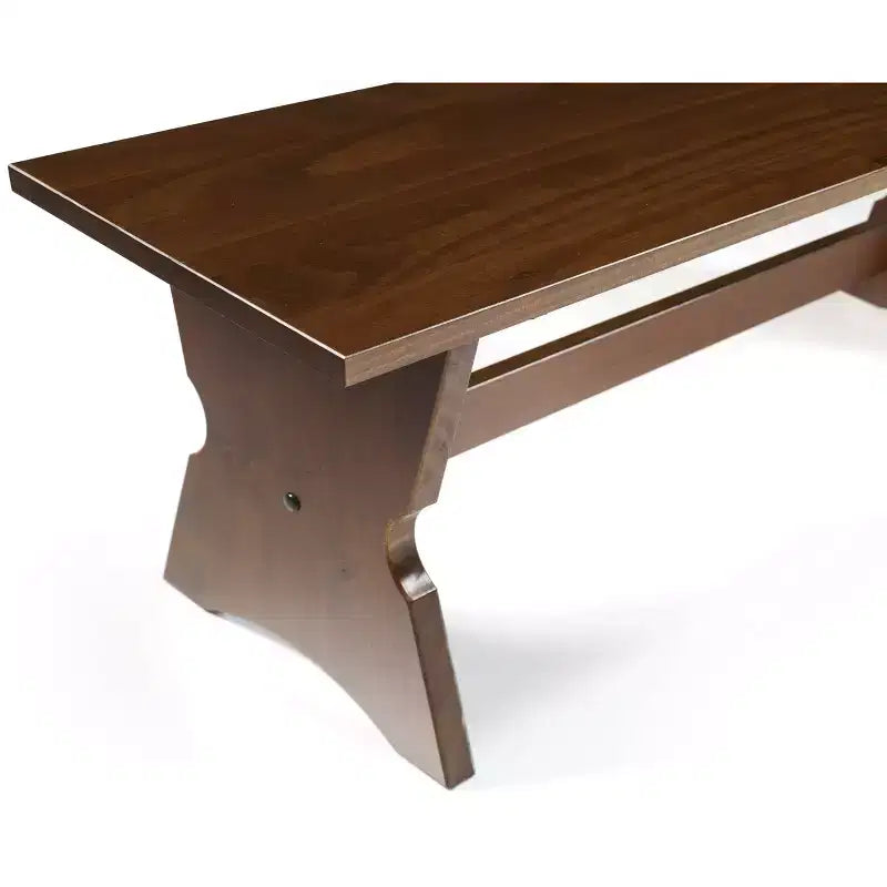Set da pranzo Colby con panca a L e angolo senza schienale, marrone, struttura in legno, 5 posti, base a cavalletto