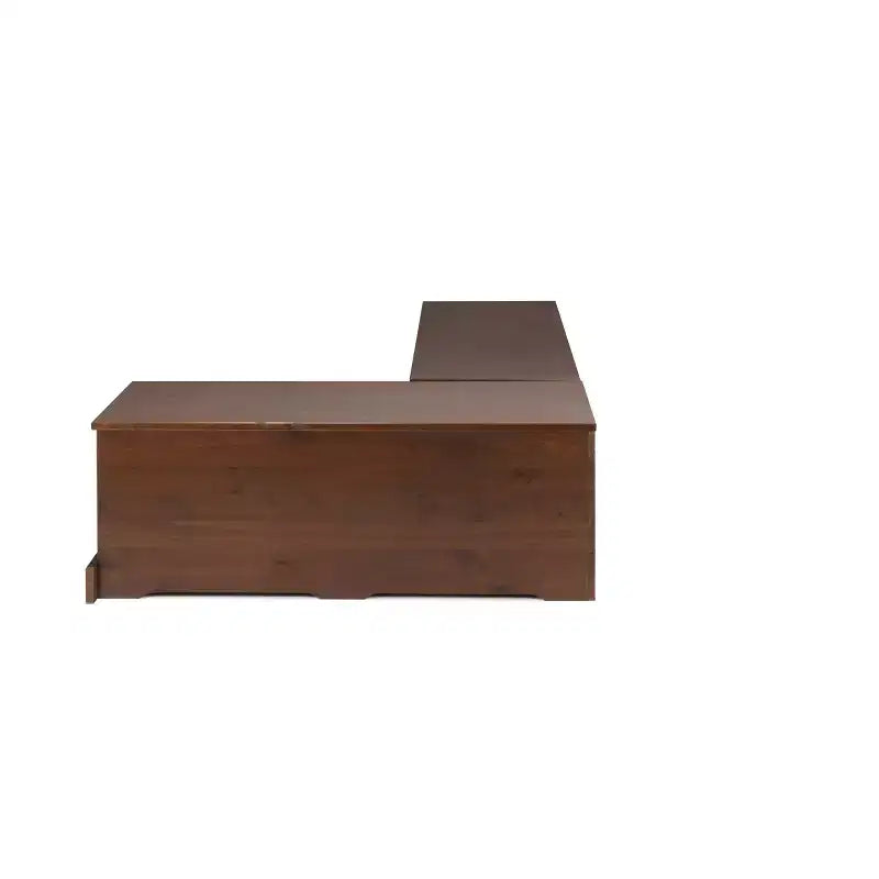 Set da pranzo Colby con panca a L e angolo senza schienale, marrone, struttura in legno, 5 posti, base a cavalletto