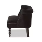 Divanetto a 2 Posti in Velluto Contemporaneo Stile Vittoriano Lino Nero, Elegante Poliestere, Design Trapuntato, Struttura in Legno