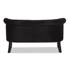 Divanetto a 2 Posti in Velluto Contemporaneo Stile Vittoriano Lino Nero, Elegante Poliestere, Design Trapuntato, Struttura in Legno