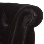 Divanetto a 2 Posti in Velluto Contemporaneo Stile Vittoriano Lino Nero, Elegante Poliestere, Design Trapuntato, Struttura in Legno