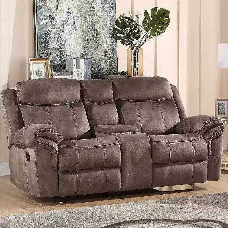 Divano Zubaida Acme Furniture Velluto Bicolore Cioccolato