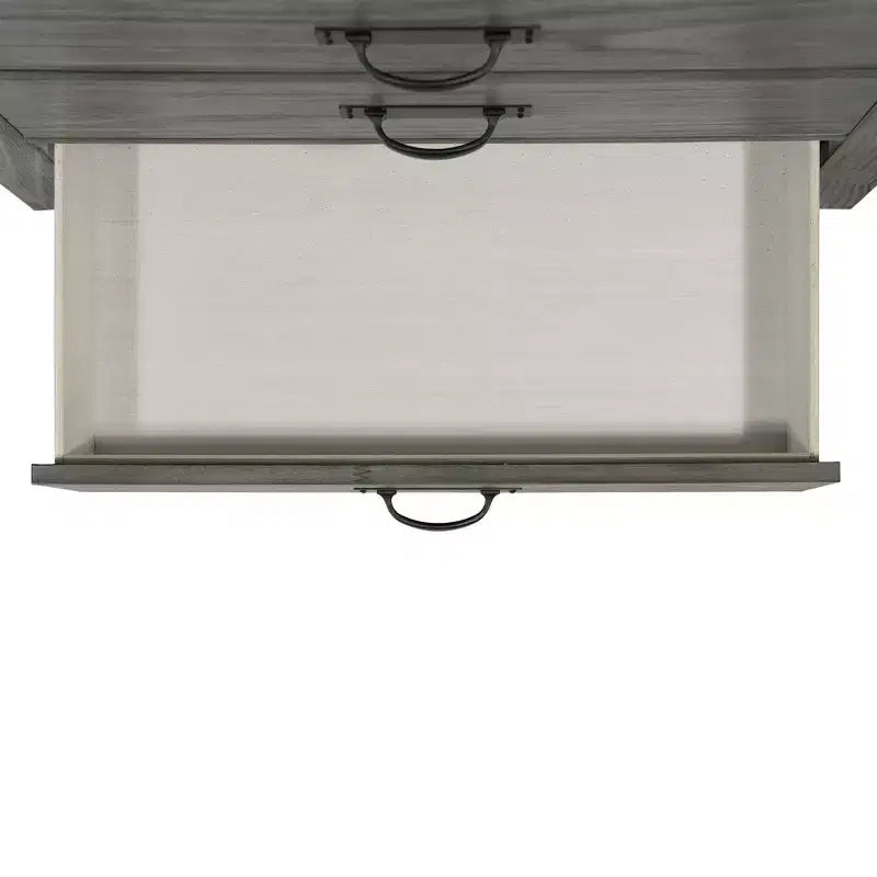 Cassettiera 5 cassetti Montauk grigia, Ampio spazio, Maniglie in metallo, Arredamento camera da letto