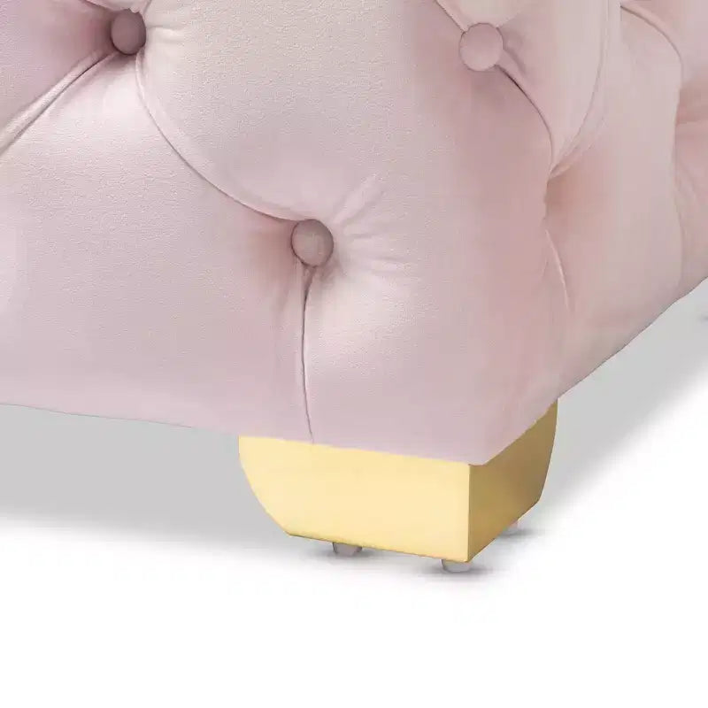 Avara Pouf Imbottito Rivestito in Velluto Rosa