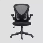 Sedia da Ufficio Girevole Ergonomica con Braccioli Ribaltabili, Schienale in Mesh, Regolabile, Telaio in Nylon, Nera