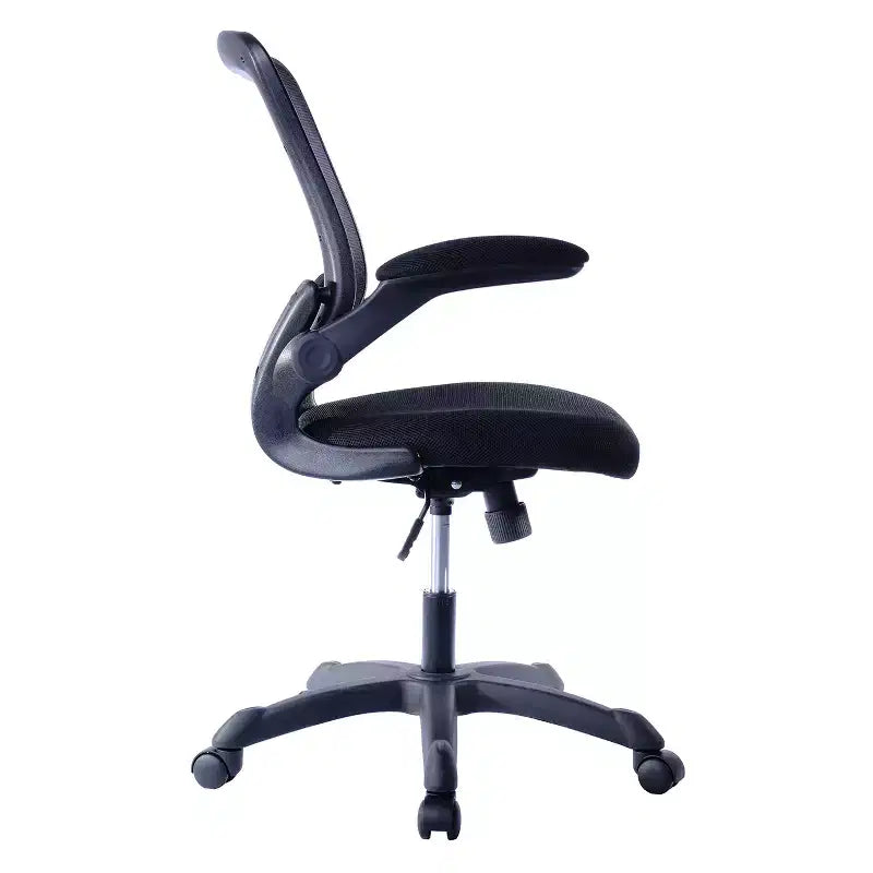 Sedia da Ufficio Girevole Ergonomica con Braccioli Ribaltabili, Schienale in Mesh, Regolabile, Telaio in Nylon, Nera