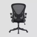 Sedia da Ufficio Girevole Ergonomica con Braccioli Ribaltabili, Schienale in Mesh, Regolabile, Telaio in Nylon, Nera