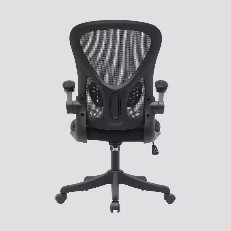 Sedia da Ufficio Girevole Ergonomica con Braccioli Ribaltabili, Schienale in Mesh, Regolabile, Telaio in Nylon, Nera