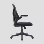 Sedia da Ufficio Girevole Ergonomica con Braccioli Ribaltabili, Schienale in Mesh, Regolabile, Telaio in Nylon, Nera