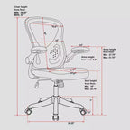 Sedia da Ufficio Girevole Ergonomica con Braccioli Ribaltabili, Schienale in Mesh, Regolabile, Telaio in Nylon, Nera