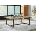 Tavolino da caffè Dalenville Nero Metallizzato/Grigio/Marrone/Beige, Base a Cavalletto, Finitura Anticata