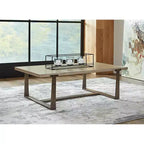 Tavolino da caffè Dalenville Nero Metallizzato/Grigio/Marrone/Beige, Base a Cavalletto, Finitura Anticata