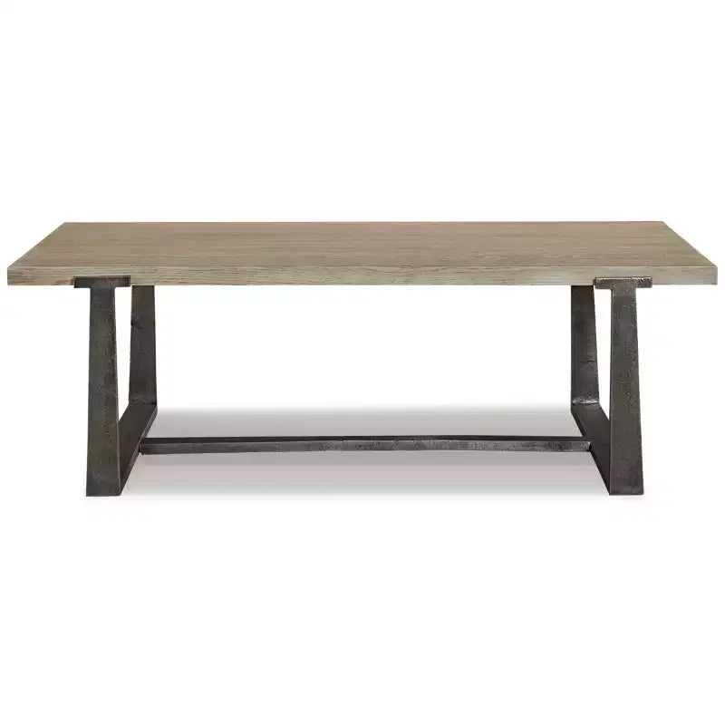Tavolino da caffè Dalenville Nero Metallizzato/Grigio/Marrone/Beige, Base a Cavalletto, Finitura Anticata