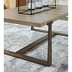 Tavolino da caffè Dalenville Nero Metallizzato/Grigio/Marrone/Beige, Base a Cavalletto, Finitura Anticata