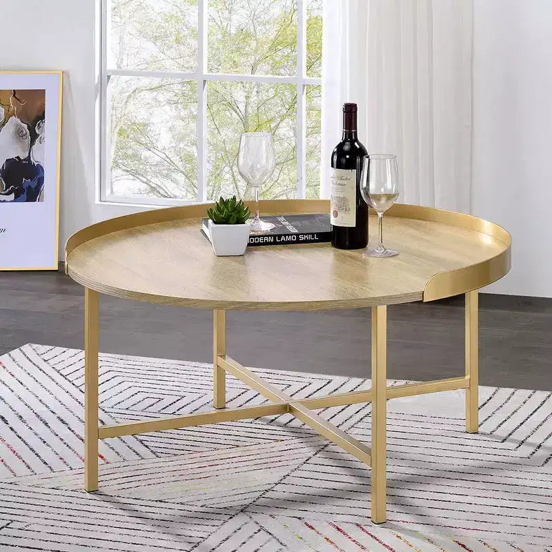 Tavolino Acme Furniture Mithea piano in rovere/finitura oro