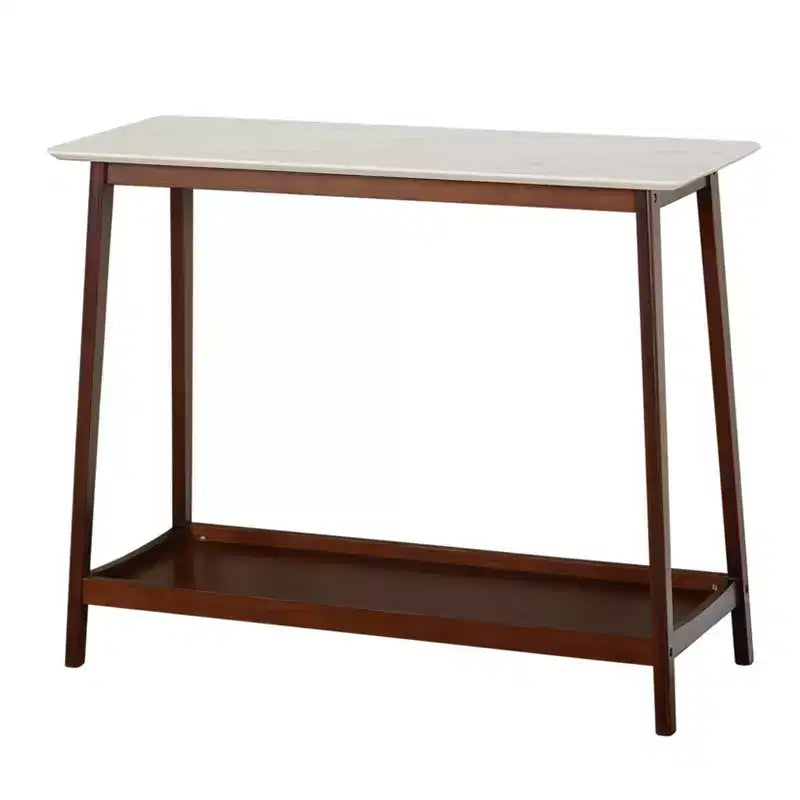Buylateral Jhovies Console Table - Walnut: Faux Marble Top, Entryway, Hallway, Narrow Design