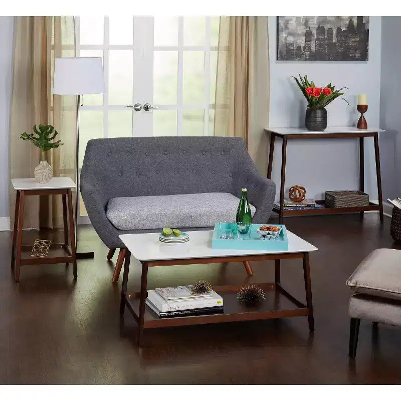 Consolle - Noce, Piano Effetto Marmo, Ingresso, Corridoio, Design Stretto