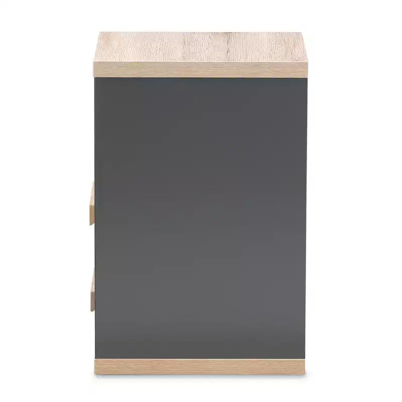 Pandora Comodino Moderno e Contemporaneo Bicolore a 2 Cassetti Grigio Scuro, Tavolino da Notto con Contenitore, Legno MDF