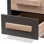 Pandora Comodino Moderno e Contemporaneo Bicolore a 2 Cassetti Grigio Scuro, Tavolino da Notto con Contenitore, Legno MDF