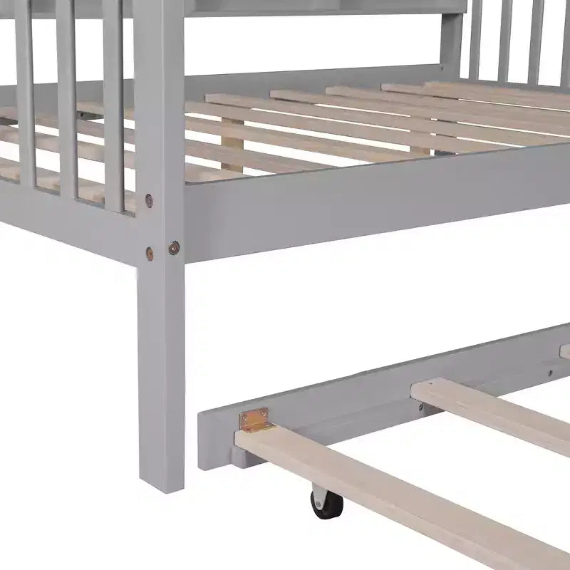 Letto a piattaforma in legno con rotelle e scaffale-ModernLuxe