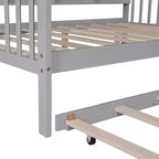 Letto a piattaforma in legno con rotelle e scaffale-ModernLuxe