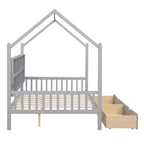 Letto a piattaforma in legno con rotelle e scaffale-ModernLuxe