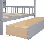 Letto a piattaforma in legno con rotelle e scaffale-ModernLuxe