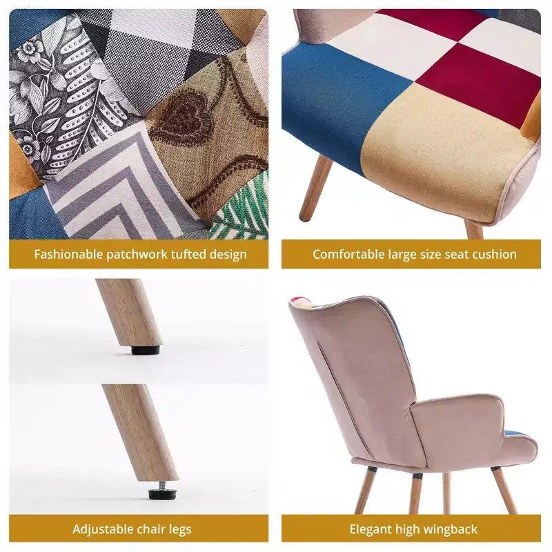 Poltrona e sedia a dondolo Peace Nest con schienale a orecchioni, gambe e dondoli in legno di caucciù