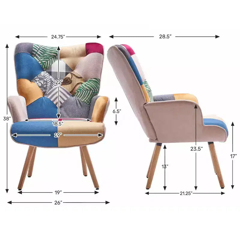 Poltrona e sedia a dondolo Peace Nest con schienale a orecchioni, gambe e dondoli in legno di caucciù